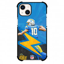 NFL Justin Herbert Phone Case For iPhone Samsung Galaxy Pixel OnePlus Vivo Xiaomi Asus Sony Motorola Nokia - Justin Herbert Los Angeles Chargers Playoffs Blue Background Poster