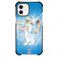 NFL Justin Herbert Phone Case For iPhone Samsung Galaxy Pixel OnePlus Vivo Xiaomi Asus Sony Motorola Nokia - Justin Herbert Los Angeles Chargers Throwing Posture On Blue Background