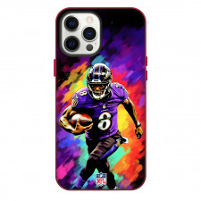 NFL Lamar Jackson Phone Case For iPhone Samsung Galaxy Pixel OnePlus Vivo Xiaomi Asus Sony Motorola Nokia - Lamar Jackson Baltimore Ravens In Action Colorful Illustration Poster