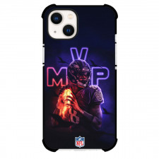NFL Lamar Jackson Phone Case For iPhone Samsung Galaxy Pixel OnePlus Vivo Xiaomi Asus Sony Motorola Nokia - Lamar Jackson Baltimore Ravens Holding Fired Ball On Neon Background