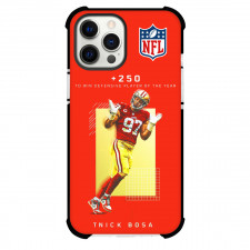 NFL Nick Bosa Phone Case For iPhone And Samsung Galaxy Devices - Nick Bosa 97 San Francisco 49ers Defensive Player Of the Year Poster Red Background
