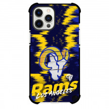 NFL Los Angeles Rams Phone Case For iPhone and Samsung Galaxy Devices - Rams Logo On Glitch Background