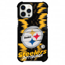 NFL Pittsburgh Steelers Phone Case For iPhone and Samsung Galaxy Devices - Steelers Logo On Glitch Background