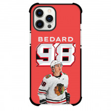 NHL Connor Bedard Phone Case For iPhone Samsung Galaxy Pixel OnePlus Vivo Xiaomi Asus Sony Motorola Nokia - Connor Bedard 98 Chicago Blackhawks Clean Red Minimal Poster