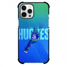 NHL Quinn Hughes Phone Case For iPhone Samsung Galaxy Pixel OnePlus Vivo Xiaomi Asus Sony Motorola Nokia - Quinn Hughes Vancouver Canucks Dynamic Skating Action Shot On Word Art Blue Green Background