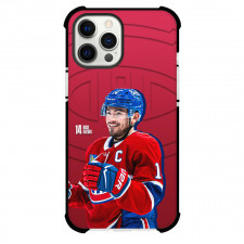 NHL Nick Suzuki Phone Case For iPhone Samsung Galaxy Pixel OnePlus Vivo Xiaomi Asus Sony Motorola Nokia - Nick Suzuki Montreal Canadiens Smiling On Red Logo Background