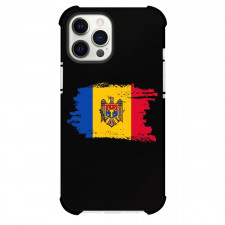 Moldova Phone Case For iPhone Samsung Galaxy Pixel OnePlus Vivo Xiaomi Asus Sony Motorola Nokia - Moldova Flag Painted Brush On Black Background