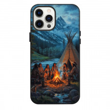 Native American Phone Case For iPhone Samsung Galaxy Pixel OnePlus Vivo Xiaomi Asus Sony Motorola Nokia - Native American Campfire Sitting Poster