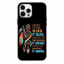 Native American Phone Case For iPhone Samsung Galaxy Pixel OnePlus Vivo Xiaomi Asus Sony Motorola Nokia - Native American Listen To The Wind Phrase Poster