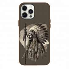 Native American Phone Case For iPhone Samsung Galaxy Pixel OnePlus Vivo Xiaomi Asus Sony Motorola Nokia - Native American Warrior Brown Monochrome Portrait