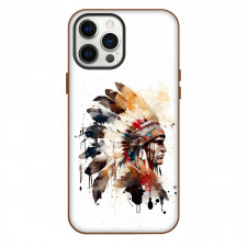 Native American Phone Case For iPhone Samsung Galaxy Pixel OnePlus Vivo Xiaomi Asus Sony Motorola Nokia - Native American Warrior Paint Splash Side Portrait In White Background