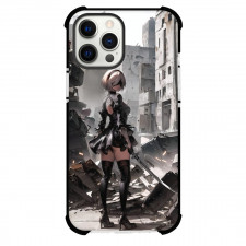 NieR Automata 2B For iPhone Samsung Galaxy Pixel OnePlus Vivo Xiaomi Asus Sony Motorola Nokia - 2B Back Portrait Ruins Background