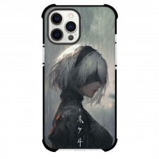 NieR Automata 2B For iPhone Samsung Galaxy Pixel OnePlus Vivo Xiaomi Asus Sony Motorola Nokia - 2B Side Portrait Raining Background