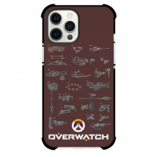 Overwatch Phone Case For iPhone And Samsung Galaxy Devices - All Weapons On Brown Background