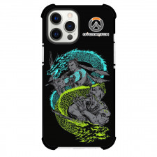 Overwatch Phone Case For iPhone And Samsung Galaxy Devices - Hanzo And Genji Portrait On Black Background