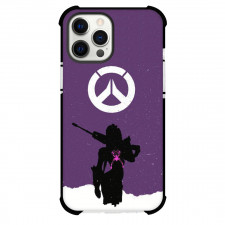 Overwatch Widowmaker Phone Case For iPhone And Samsung Galaxy Devices - Widowmaker Silhouette On Purple Background