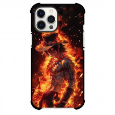 One Piece Ace Phone Case For iPhone and Samsung Galaxy Devices - Ace Side Portrait Fire Background
