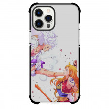One Piece Phone Case For iPhone and Samsung Galaxy Devices - Luffy And Nami Face To Face White Background