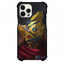 One Piece Usopp Phone Case For iPhone and Samsung Galaxy Devices - Usopp Mask On Portait Illustration Black Background