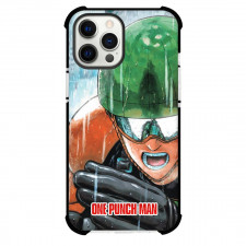 One Punch Man Mumen Rider Phone Case For iPhone and Samsung Galaxy Devices - Mumen Rider Portrait Fight On Raining Background