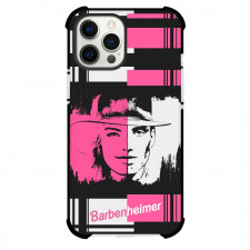 Oppenheimer X Barbie Barbenheimer Meme Phone Case For iPhone And Samsung Galaxy Devices - Barbenheimer Meme Gray Pinky Pattern Background