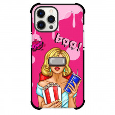 Pop Art Pattern Case For iPhone Samsung Galaxy Pixel OnePlus Vivo Xiaomi Asus Sony Motorola Nokia - Blonde Girl Watching in VR Wow Boo Pink Background