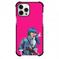 Pop Art Pattern Case For iPhone Samsung Galaxy Pixel OnePlus Vivo Xiaomi Asus Sony Motorola Nokia - Blue Hair Girl with Gun AK47 Pink Background