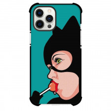 Pop Art Pattern Case For iPhone Samsung Galaxy Pixel OnePlus Vivo Xiaomi Asus Sony Motorola Nokia - Catwoman Lolipop Teal Background