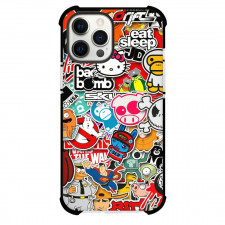 Pop Art Pattern Case For iPhone Samsung Galaxy Pixel OnePlus Vivo Xiaomi Asus Sony Motorola Nokia - Eat Sleep JDM Cartoons Sticker Art Collage