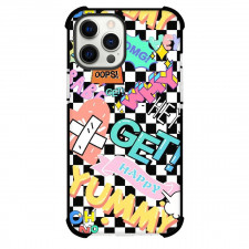 Pop Art Pattern Case For iPhone Samsung Galaxy Pixel OnePlus Vivo Xiaomi Asus Sony Motorola Nokia - Get Happy Yummy in Checkered Background