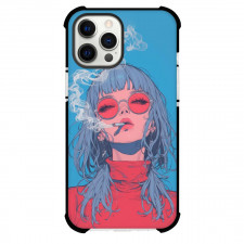 Pop Art Pattern Case For iPhone Samsung Galaxy Pixel OnePlus Vivo Xiaomi Asus Sony Motorola Nokia - Girl Smoking Cigarette in Red Turtle Neck