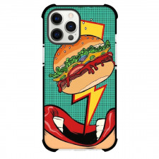 Pop Art Pattern Case For iPhone Samsung Galaxy Pixel OnePlus Vivo Xiaomi Asus Sony Motorola Nokia - Hamburger Zapping to the Mouth