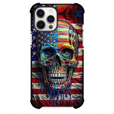 Pop Art Pattern Case For iPhone Samsung Galaxy Pixel OnePlus Vivo Xiaomi Asus Sony Motorola Nokia - Skull Flag of America Background