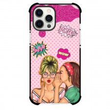 Pop Art Pattern Case For iPhone Samsung Galaxy Pixel OnePlus Vivo Xiaomi Asus Sony Motorola Nokia - Women Whispering Gossip Pink Background