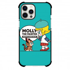 Pop Mart Molly For iPhone Samsung Galaxy Pixel OnePlus Vivo Xiaomi Asus Sony Motorola Nokia - Molly The Painter Blue Background