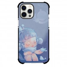 Pop Mart Skull Panda For iPhone Samsung Galaxy Pixel OnePlus Vivo Xiaomi Asus Sony Motorola Nokia - Skull Panda Sitting Blue Background