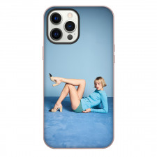 Angele Phone Case For iPhone Samsung Galaxy Pixel OnePlus Vivo Xiaomi Asus Sony Motorola Nokia - Angele Cross Leg Posture Photoshoot On Blue Floor Poster
