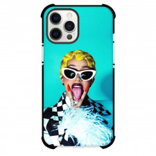 Cardi B Phone Case For iPhone And Samsung Galaxy - Cardi B Portrait On Cyan Background