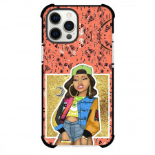 Cardi B Phone Case For iPhone And Samsung Galaxy - Cardi B Standing Cartoon Art On Glitter Gold Background
