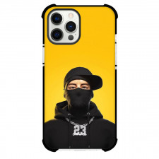 Central Cee Phone Case For iPhone and Samsung Galaxy Devices - Central Cee Wearing Mask 3D Portrait On Yellow Background