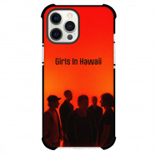 Girls In Hawaii Phone Case For iPhone Samsung Galaxy Pixel OnePlus Vivo Xiaomi Asus Sony Motorola Nokia - Girls In Hawaii Band Group Silhouette On Red Background