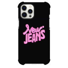 NewJeans Phone Case For iPhone Samsung Galaxy Pixel OnePlus Vivo Xiaomi Asus Sony Motorola Nokia - NewJeans Pink Logo On Black Background