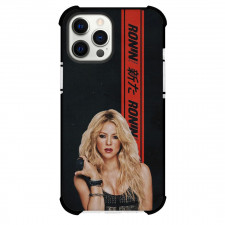 Shakira Phone Case For iPhone Samsung Galaxy Pixel OnePlus Vivo Xiaomi Asus Sony Motorola Nokia - Shakira Portrait On Red Stripe Black Background