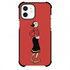 Popeye Olive Phone Case For iPhone Samsung Galaxy Pixel OnePlus Vivo Xiaomi Asus Sony Motorola Nokia - Olive Oyl Standing Pose Red Background