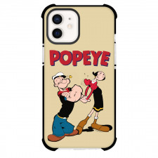 Popeye Phone Case For iPhone Samsung Galaxy Pixel OnePlus Vivo Xiaomi Asus Sony Motorola Nokia - Popeye And Olive Pose Light Yellow Cartoon Background