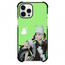 New Jeans Haerin Phone Case For iPhone and Samsung Galaxy Devices - Haerin Collage Green Background