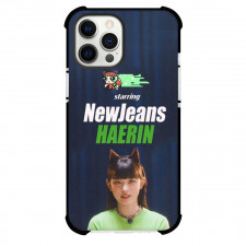 New Jeans Haerin Phone Case For iPhone and Samsung Galaxy Devices - Haerin Portrait On Blue Background