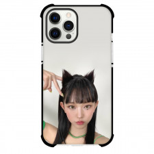 New Jeans Haerin Phone Case For iPhone and Samsung Galaxy Devices - Haerin Portrait On Blue Background