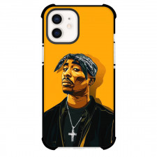 Tupac Shakur Phone Case For iPhone Samsung Galaxy Pixel OnePlus Vivo Xiaomi Asus Sony Motorola Nokia - Tupac Shakur Side Portrait Illustration On Yellow Background