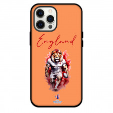 Rugby World Cup France 2023 England National Rugby Union Phone Case For iPhone and Samsung Galaxy Devices - Lion Standing On Orange Background
